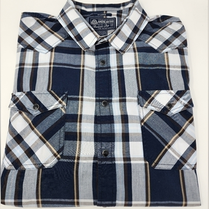 American Rag Snap Button Down Plaid Multi Color Long Sleeve Shirt Size XL‎